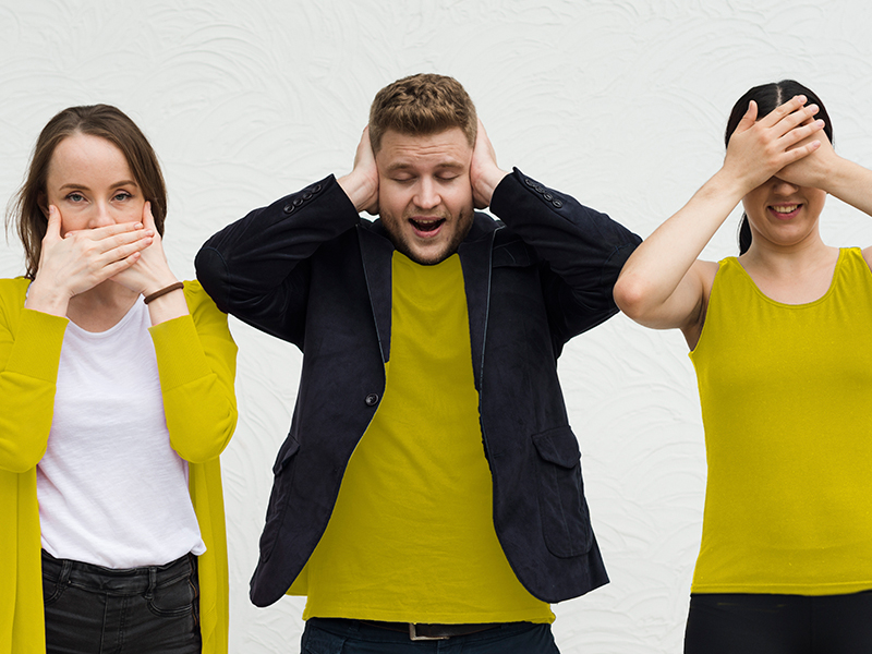 three people not happy with doing their tax