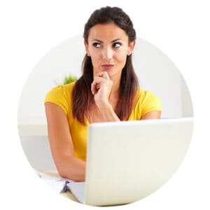 pensive woman thinking about tax deadline