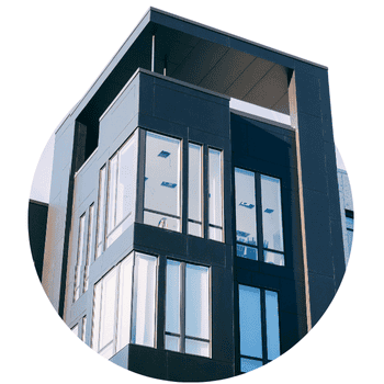 Graphic showing a stylised house icon